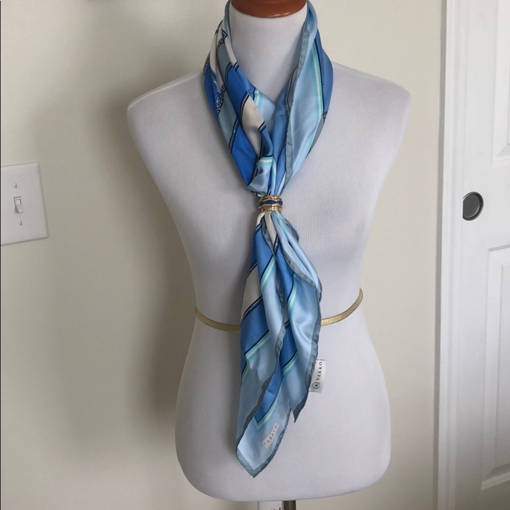 Vakko 100% silk blue scarf from Turkey